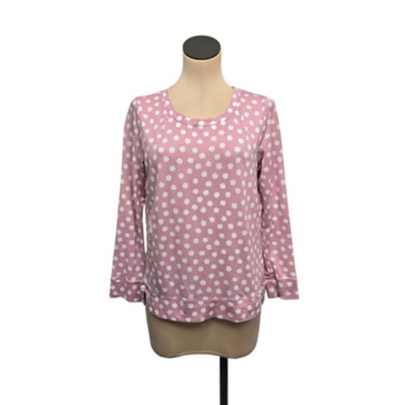 Kate Spade Sweater Womens Large Pink White Polka Dot Pullover Crewneck Soft Top - Picture 1 of 10